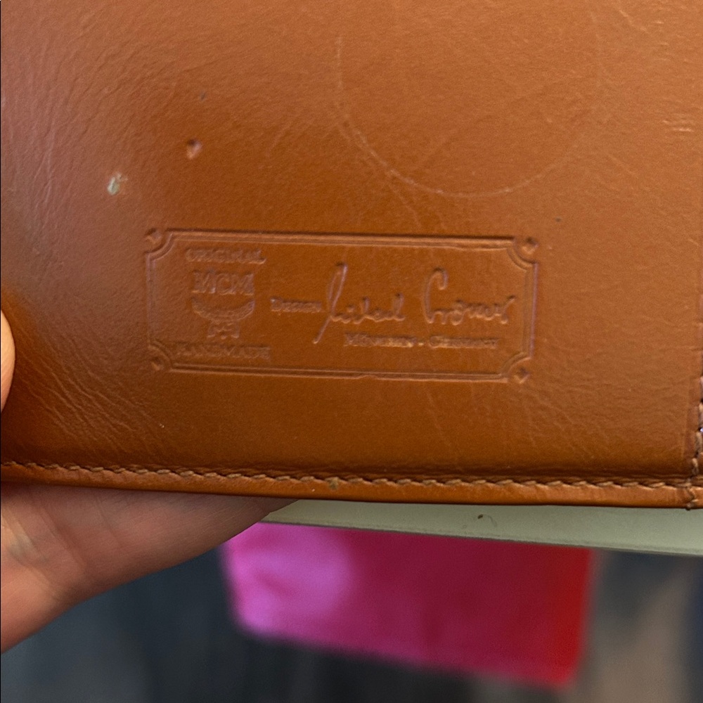 MCM Cognac Visetos Leather Brown Bifold Wallet size:7.25” L x 3.75” H - Picture 5 of 14
